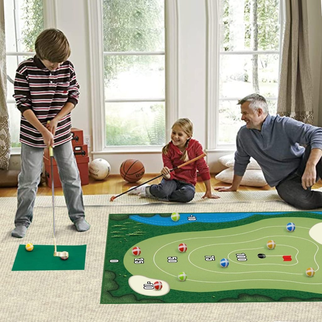 TOY Life Chipping Golf Practice Mats Golf Game Training Mat Indoor Outdoor Games for Adults Family Kids Outdoor Play Equipment Stick Chip Golf Set Backyard Game(Patented)