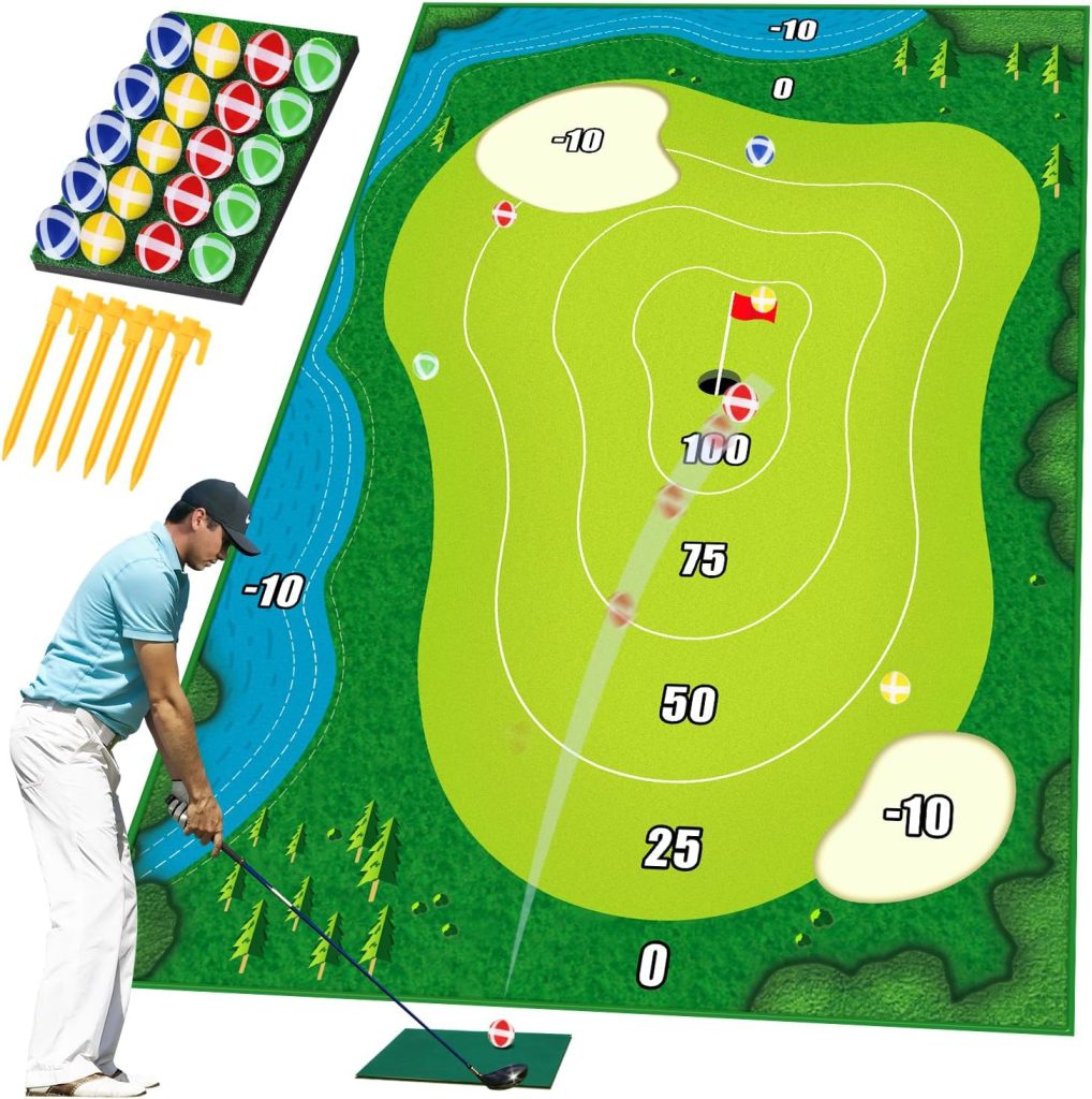 TOY Life Chipping Golf Practice Mats Golf Game Training Mat Indoor Outdoor Games for Adults Family Kids Outdoor Play Equipment Stick Chip Golf Set Backyard Game(Patented)